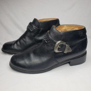 Black Leather Women's Ankle Boots